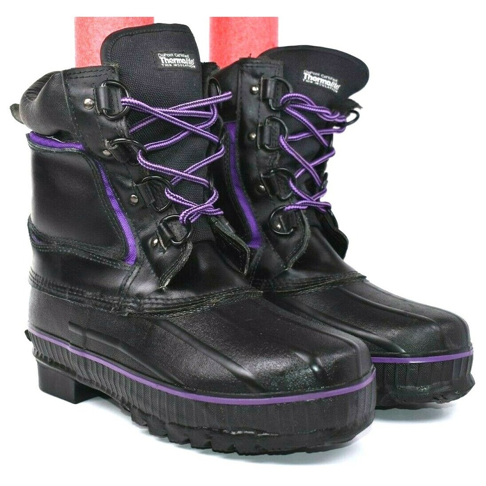 Lake N Trail Women's Black Purple Thinsulate Insulated‎ Winter Duck Boots Sz 11